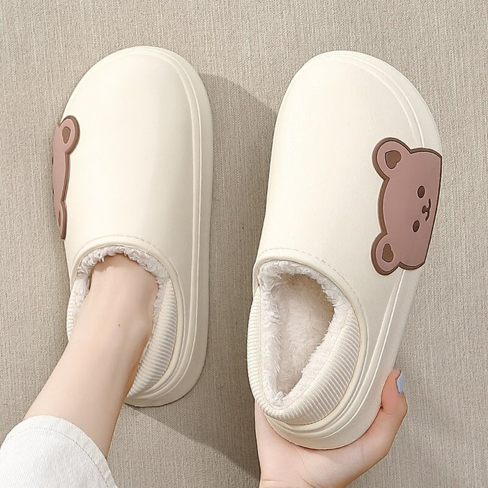 The Bear Themed Closed-Toe Insulated Slippers