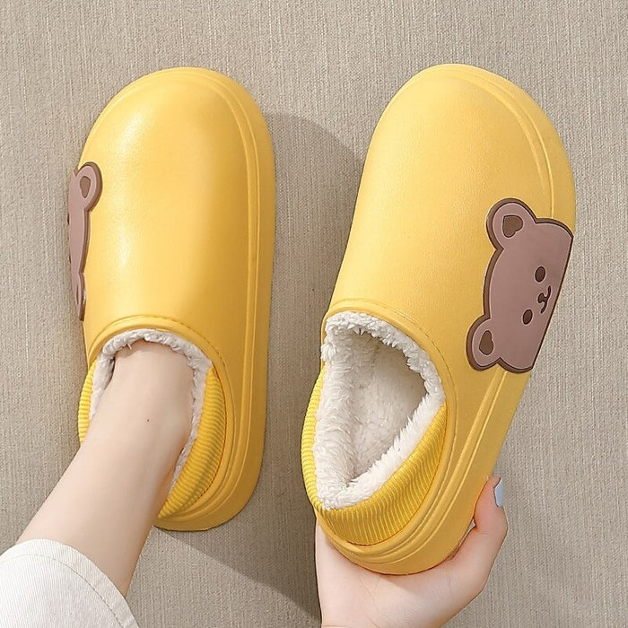 The Bear Themed Closed-Toe Insulated Slippers