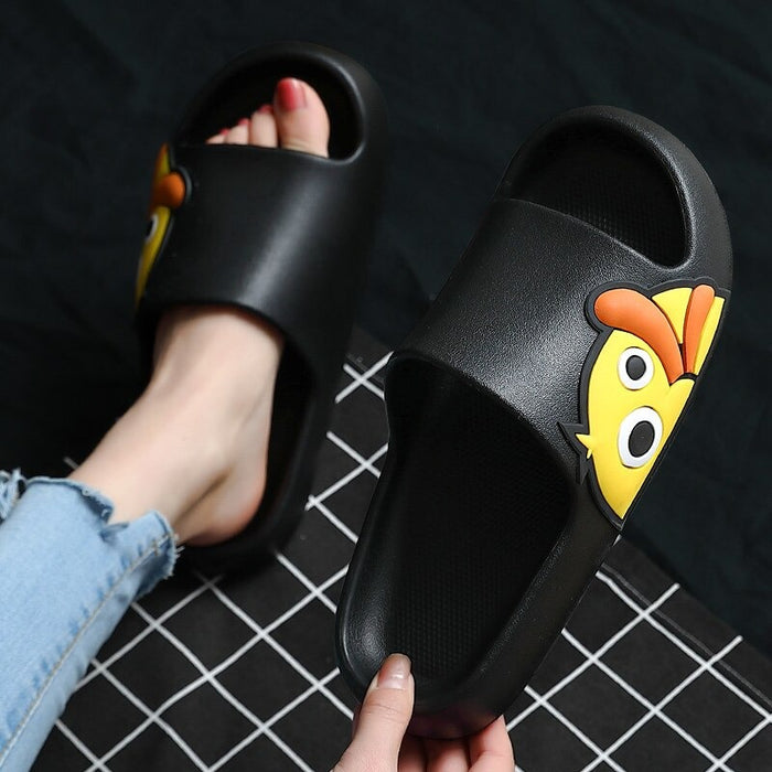 The Cartoon Duck Print Chunky Slides