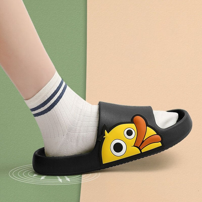 The Cartoon Duck Print Chunky Slides