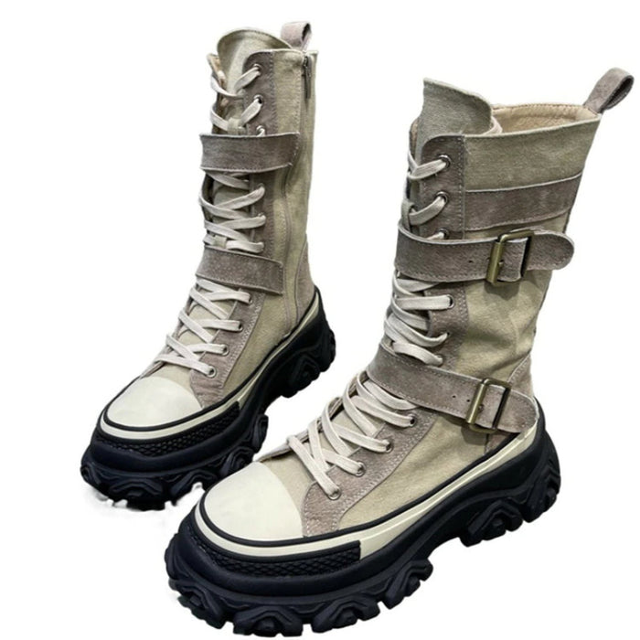 Rugged White Combat Boots